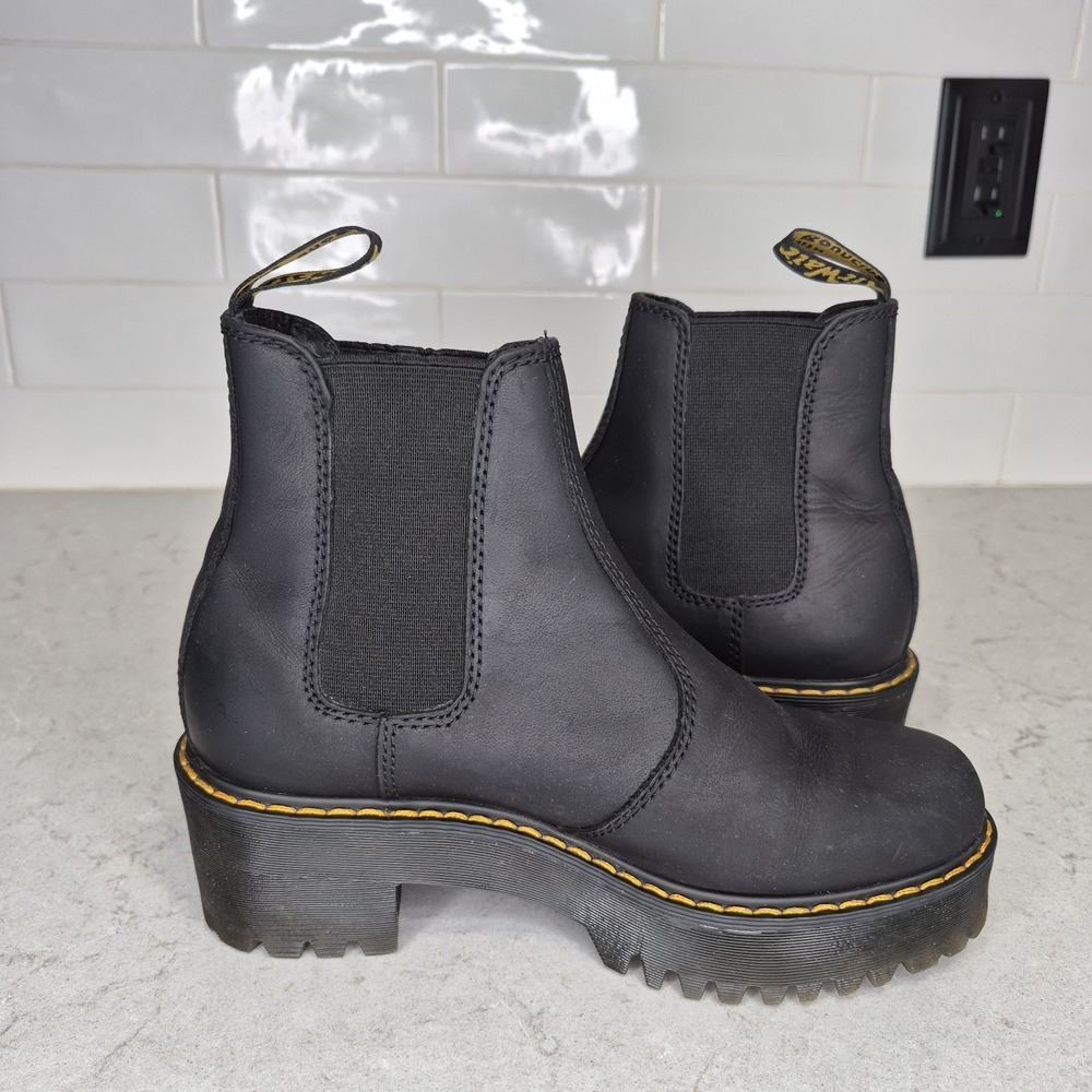 Dr Martens Rometty Women's Sz 6 Black Leather Platform‎ Chelsea Boot Pull On - Picture 6 of 10